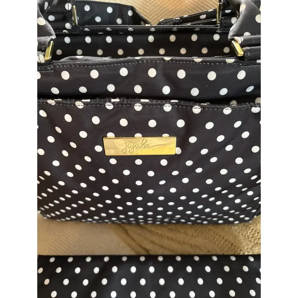 JuJuBe Be Classy Structured Multi-Functional Diaper Bag Black White Polka Dot
